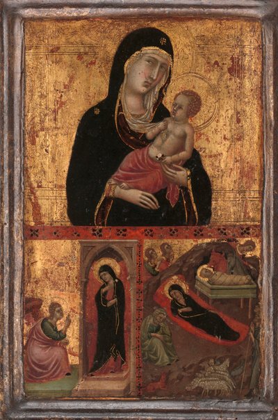 Madonna en Kind met de Annunciatie en de Geboorte, ca. 1310-15 door Goodhart Master