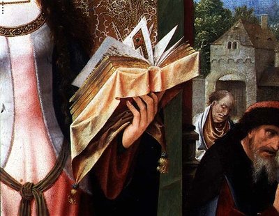 St. Catherine en de Filosofen (detail) door Goossen van der Weyden