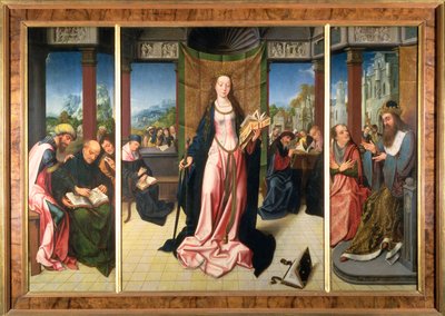 St. Catharina en de filosofen door Goossen van der Weyden