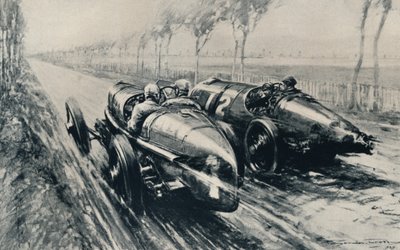 Racen voor de Grand Prix, Straatsburg 1922, 1937 door Gordon Crosby