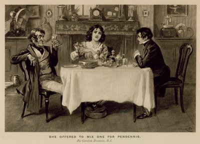 Illustratie voor The History of Pendennis door Thackeray door Gordon Frederick (after) Browne