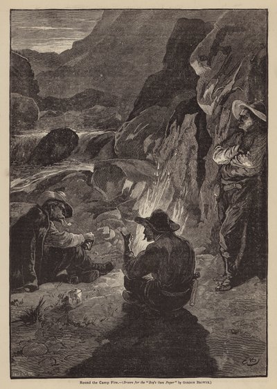 Rond het kampvuur door Gordon Frederick (after) Browne