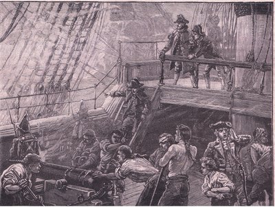 Admiraal Rodney bombardeert Le Havre AD 1759 door Gordon Frederick Browne