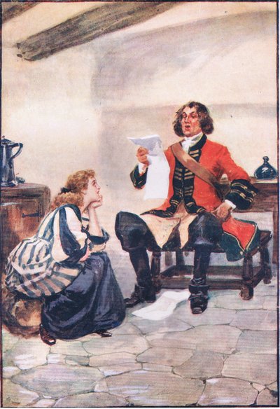 Kon zich niet beheersen, maar moest haar mening over zijn werk hebben, uit Lorna Doone uitgegeven door W & R Chambers Ltd, 1921 door Gordon Frederick Browne
