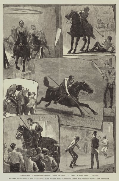 Militair Toernooi in de Agricultural Hall voor het Royal Cambridge Asylum voor Soldatenweduwen door Gordon Frederick Browne
