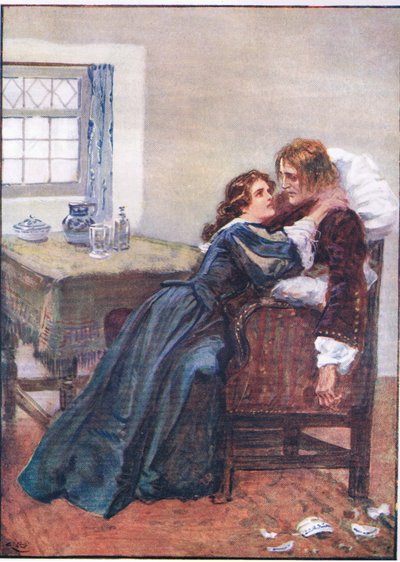Ze slaagde erin in mijn armen te komen, hoewel ze me niet konden vasthouden, uit Lorna Doone pub. door W & R Chambers Ltd, 1921 door Gordon Frederick Browne