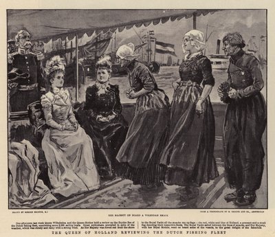 De koningin van Holland inspecteert de Nederlandse vissersvloot door Gordon Frederick Browne