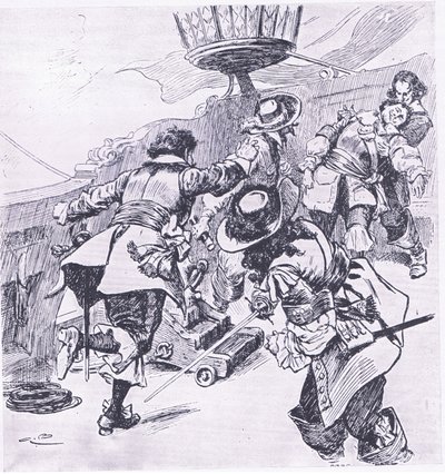 De dood van Von Tromp 31 juli 1653, illustratie uit Britse gevechten op land en zee, 1915 door Gordon Frederick Browne