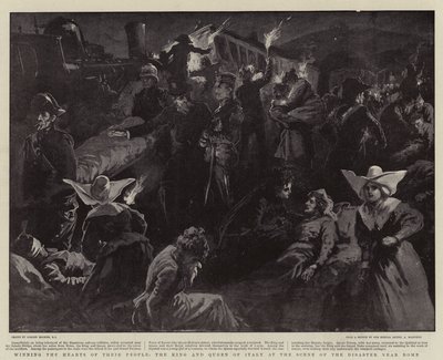 Het Hart van hun Volk Winnen, de Koning en Koningin van Italië bij de Ramp nabij Rome door Gordon Frederick Browne
