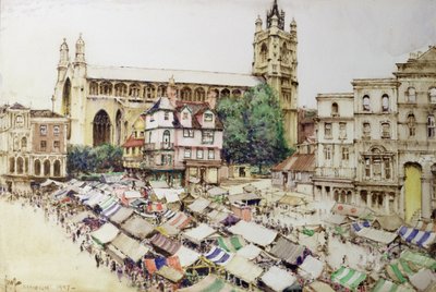 Norwich: De Markt en de Kerk van St. Peter Mancroft door Gordon Mitchell Forsyth
