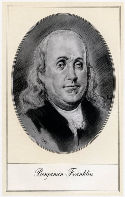 Benjamin Franklin, politiek figuur en staatsman van de Verenigde Staten, begin 20e eeuw door Gordon Ross