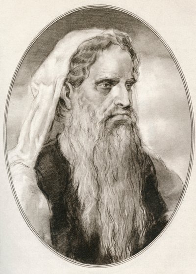 Mozes, een profeet in de Abrahamitische religies, leider van de Israëlieten en wetgever, uit Levensbiografieën van Religieuze Leiders door Gordon Ross