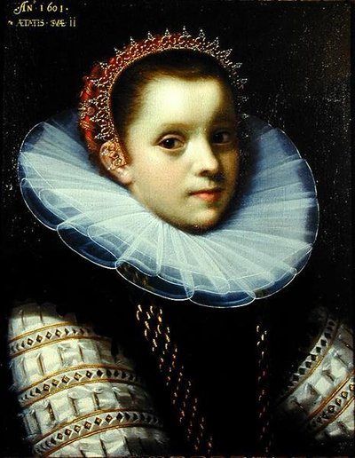 Portret van een jong meisje met een kraag door Gortzius Geldorp