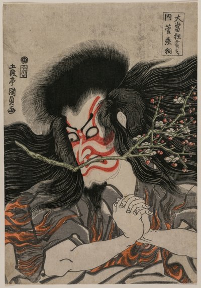 Ichikawa Danjuro VII als Kan Shojo in de Mt. Tenpai scène uit de serie Beroemde Kabuki-stukken door Gototei Kunisada