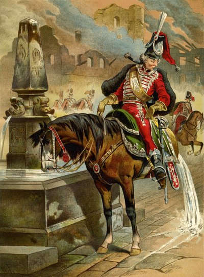 Illustratie voor het boek De verrassende avonturen van Baron Münchhausen door Rudolph Erich Raspe, 1896 door Gottfried Franz