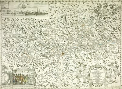Een kaart van Oostenrijk en Tsjechoslowakije, 1718 door Gottfried Pfantz