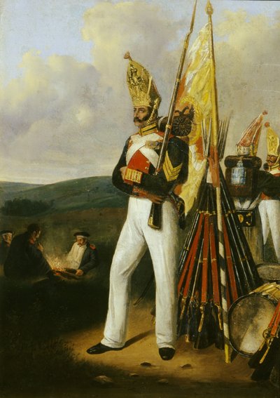Grenadier van het Pavlovsky Lifeguards Regiment, 1840s door Gottfried Willewalde