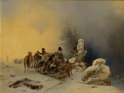 De terugtrekking van de Franse troepen uit Rusland, 1846 door Gottfried Willewalde