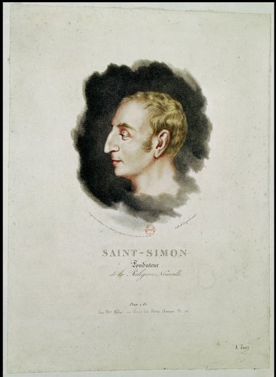 Portret van Claude Henri de Rouvroy, Graaf Saint-Simon (1760-1825) kort na zijn dood, 1825 door Gottfried or Godefroy Engelmann