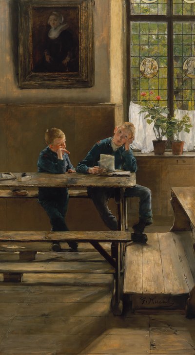 In het weeshuis, ca 1886 (olieverf op paneel) door Gotthardt Johann Kuehl