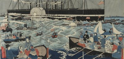Een groot schip uit Amerika door Gountei Sadahide