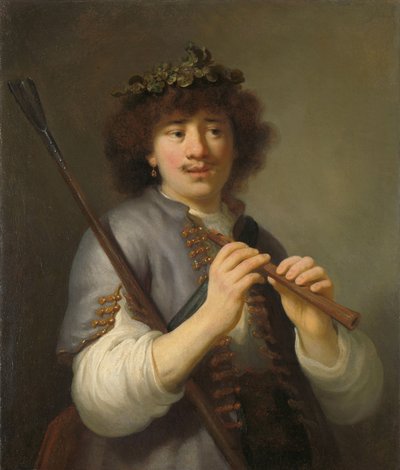 Rembrandt als Herder met Staf en Fluit door Govaert Flinck