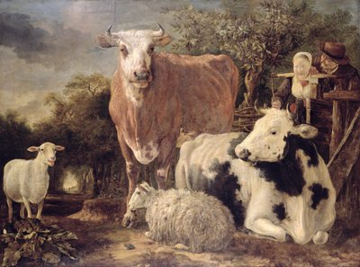 Herder en herderin met vee door Govert Dircksz. Camphuysen