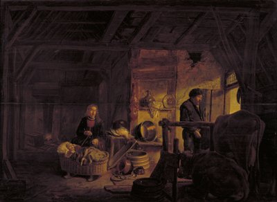 Interieur van een cottage door Govert Dircksz. Camphuysen