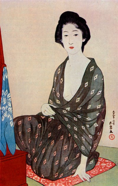Een Japanse vrouw in zomerkleding door Goyo Hashiguchi