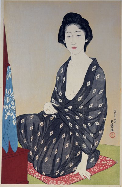 Natsugoromo no onna (Vrouw in zomerkleed) door Goyo Hashiguchi