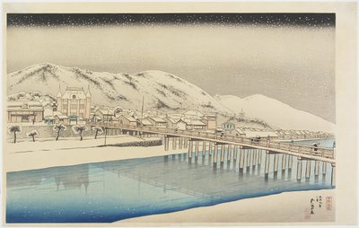 De grote brug van Sanjo in Kyoto door Goyo Hashiguchi
