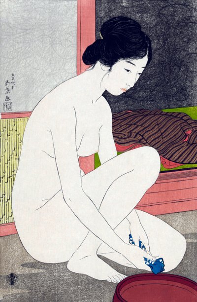 Vrouw na bad door Goyo Hashiguchi door Goyo Hashiguchi