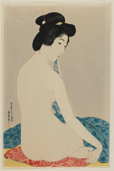Vrouw na een bad, Taisho-periode, juli 1920 door Goyo Hashiguchi