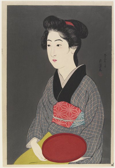 Vrouw Met Een Dienblad, 1920 door Goyo Hashiguchi