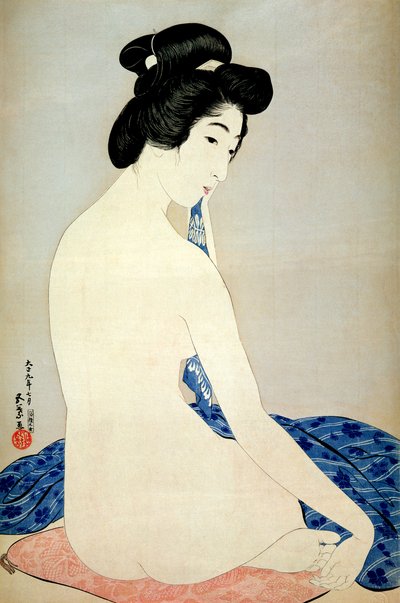 Vrouw na het bad, uitgegeven door Shosaburo Watanabe, 1920 door Goyo Hashiguchi