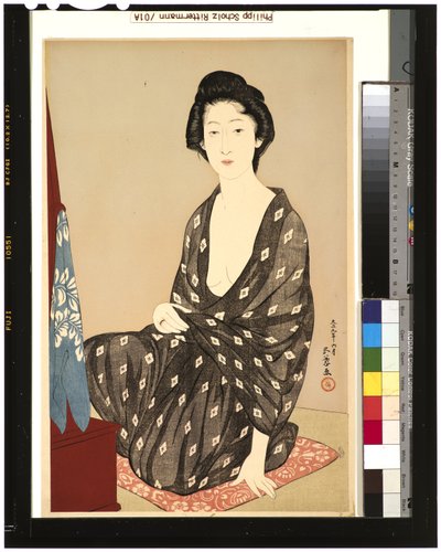 Vrouw in zomerkimono, 1920 door Goyo Hashiguchi