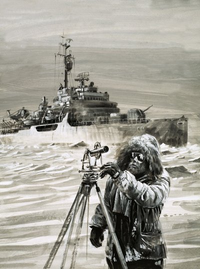 Een lid van het British Antarctic Survey Team aan het werk door Graham Coton