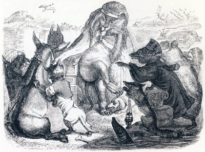 Dieren ziek van de pest door Grandville