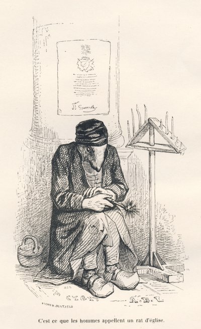 Kerkmuis. Vignetten geïllustreerd door JJ Granville. Gravure gesigneerd Andrew, Best en Leloir in het deel 