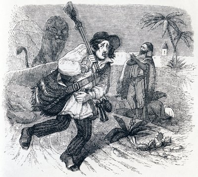 De leeuw en de jager - Fabels van La Fontaine door Grandville