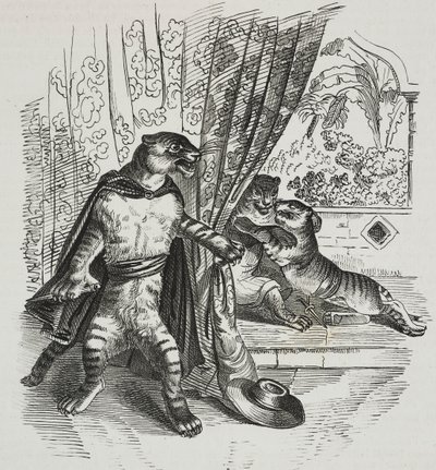 Tijger met dolk, karikatuur door Jean-Jacques Grandville, lithografie door Gaetano Riccio uit Poliorama Pittoresco, nr. 39, 7 mei door Grandville