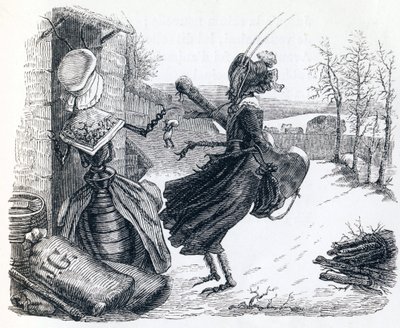 De krekel en de mier (La cigale et la fourmi) - Fabels van La Fontaine door Grandville