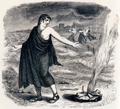 Jupiter en de passagier - Fabels van La Fontaine door Grandville