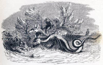 De draak met meerdere koppen en de draak met meerdere staarten - Fabels van La Fontaine door Grandville