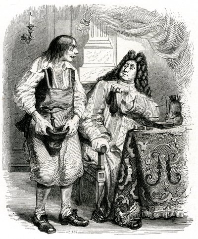 Le savetier et le financier: fabel van La Fontaine geïllustreerd door Grandville. door Grandville (1803 47)