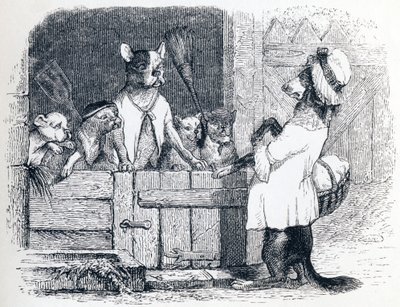 De luis en zijn metgezel - Fabels van La Fontaine door Grandville