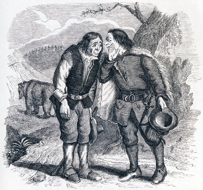 De beer en de twee vrienden - Fabels van La Fontaine door Grandville