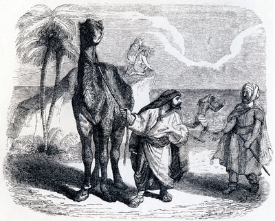 De kameel en de drijvende stokken - Fabels van La Fontaine door Grandville
