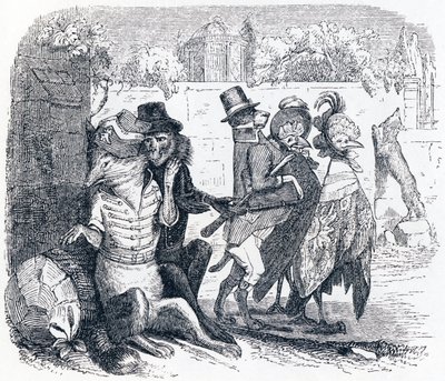 De vos en de druiven - Fabels van La Fontaine door Grandville