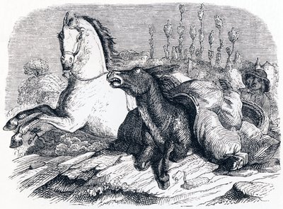 Het paard en de ezel - Fabels van La Fontaine door Grandville